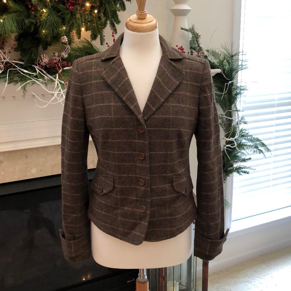 J Crew Brown Plaid Blazer